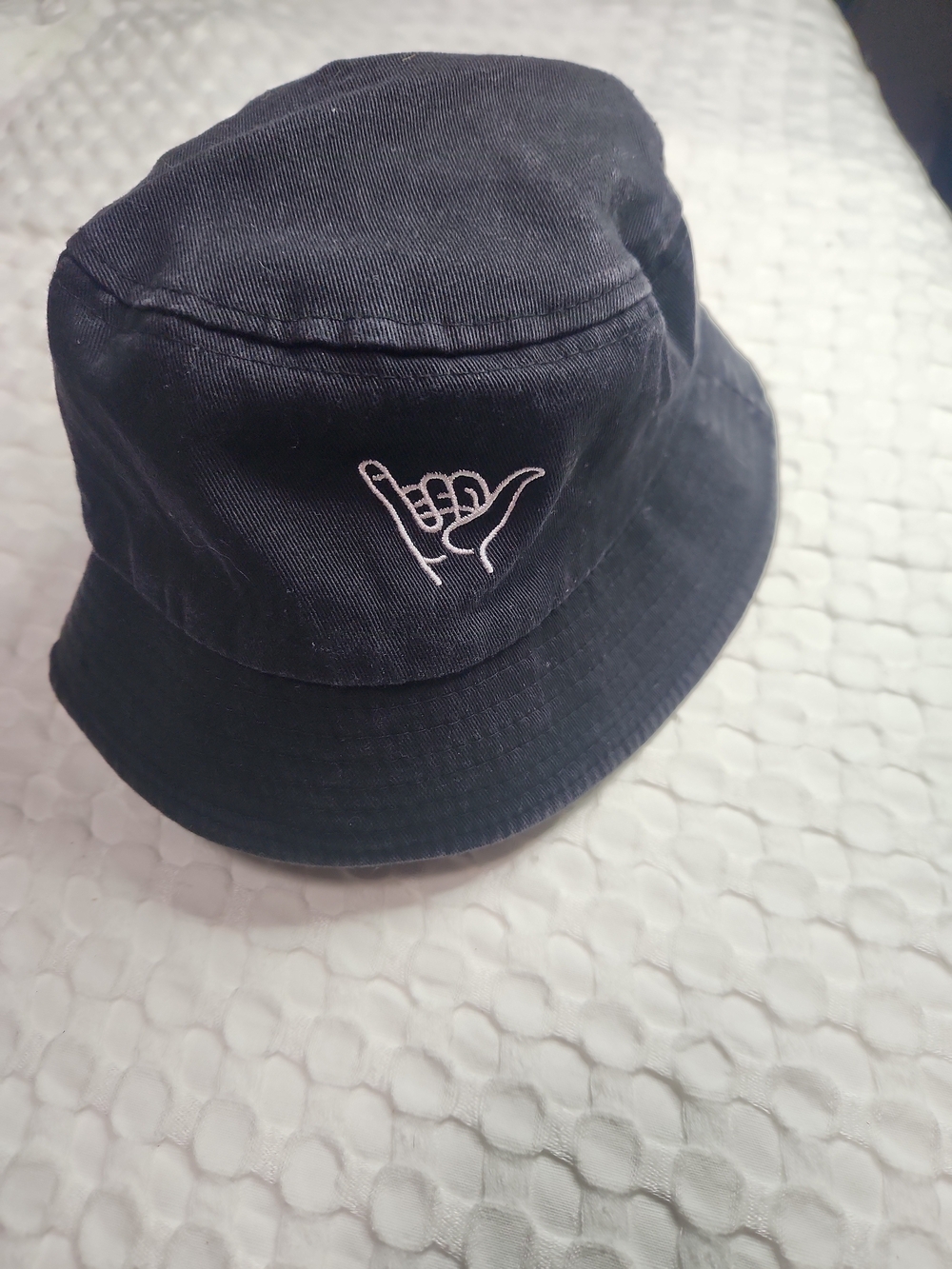 Black Embroidered Shaka Bucket Hat